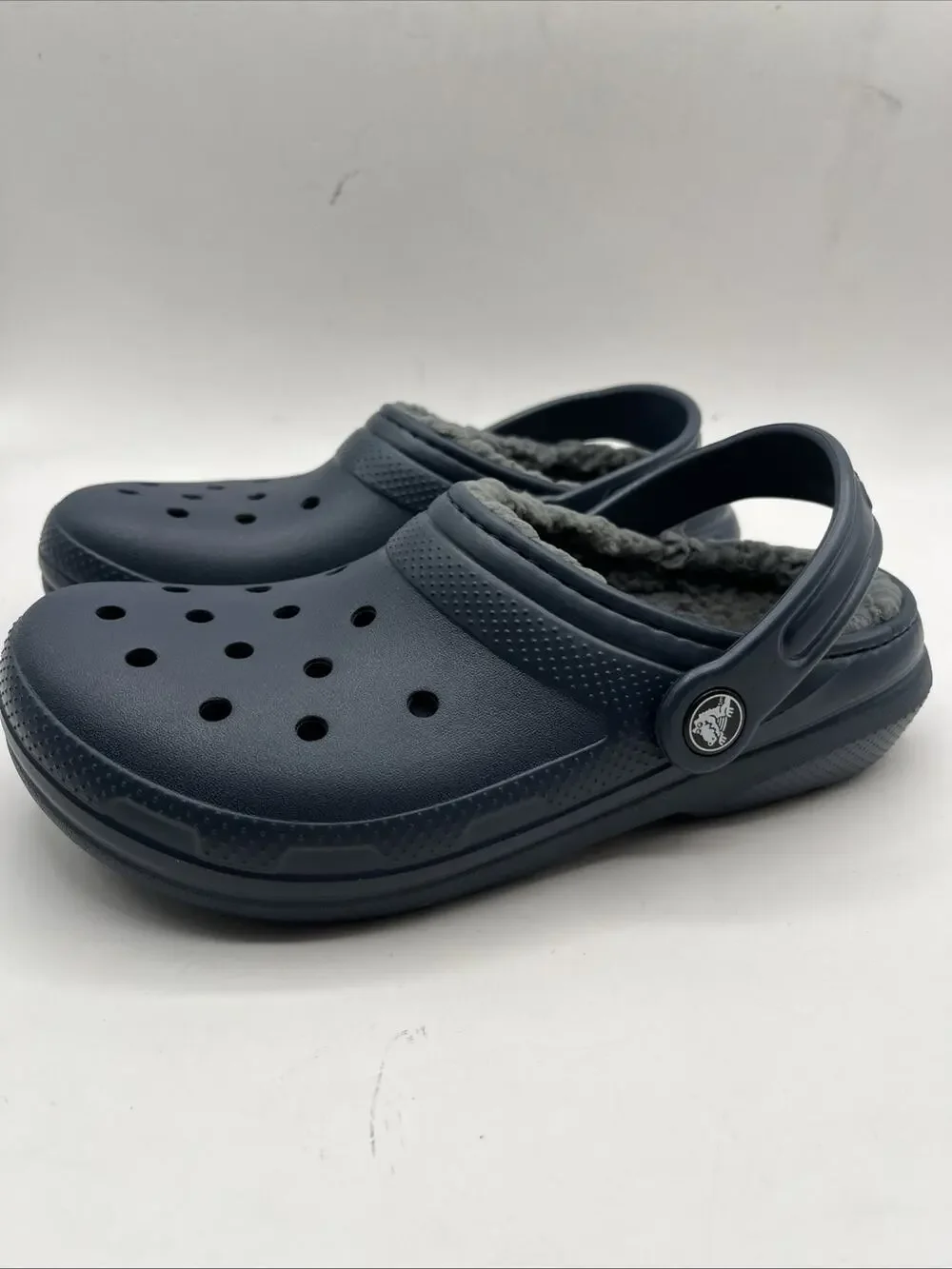 Crocs Unisex Classic Lined Winter Clog Size US J3 Little Kids Navy Blue Shoe NWT